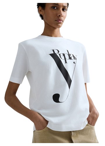 Replay BIJELA PAMUČNA MAJICA S MAXI PRINTOM - 7