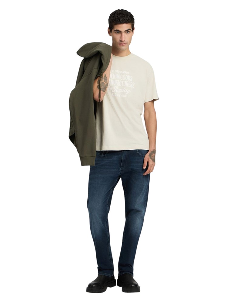 Replay BIJELA PAMUČNA MAJICA S NATPISOM DENIM GOODS - 1