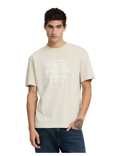 Replay BIJELA PAMUČNA MAJICA S NATPISOM DENIM GOODS - 2