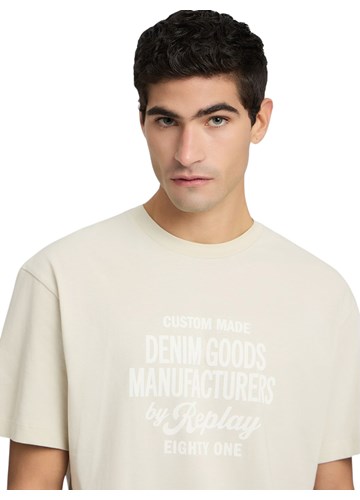 Replay BIJELA PAMUČNA MAJICA S NATPISOM DENIM GOODS - 5