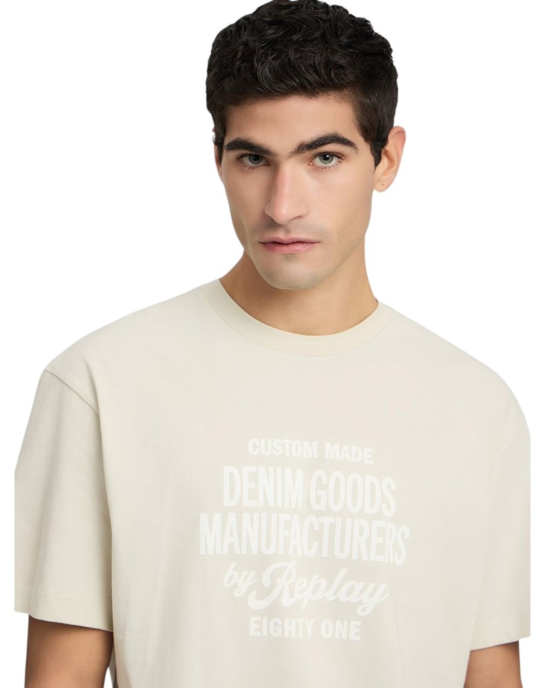 Replay BIJELA PAMUČNA MAJICA S NATPISOM DENIM GOODS - 5