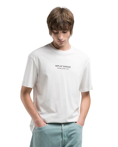 M3036  22662 Replay bijela pamučna majica s printom japanskih slova Replay bijela pamučna majica s printom japanskih slova