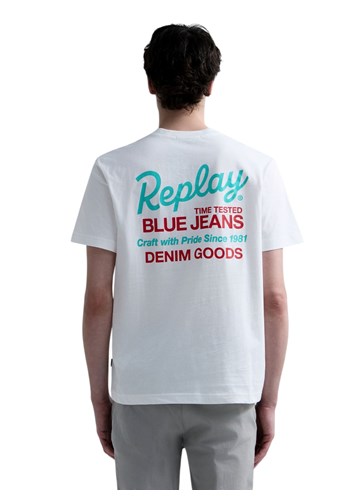 Replay BIJELA PAMUČNA MAJICA S PRINTOM NA PRSIMA I LEĐIMA - 3