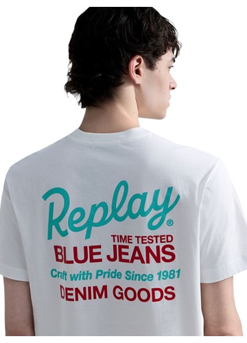 Replay BIJELA PAMUČNA MAJICA S PRINTOM NA PRSIMA I LEĐIMA - 5