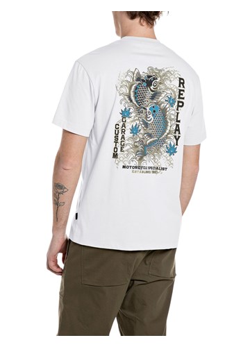 Replay BIJELA PAMUČNA MAJICA S PRINTOM ZMAJA NA LEĐIMA - 2