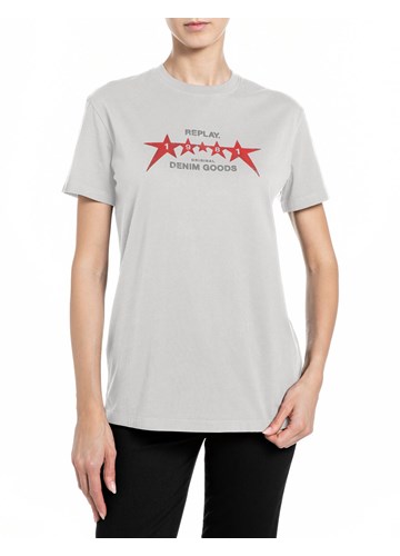 Replay BIJELA PAMUČNA MAJICA S PRINTOM ZVIJEZDA I NATPISOM - 1