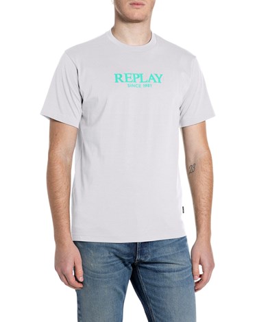 Replay bijela pamučna majica s utisnutim logom