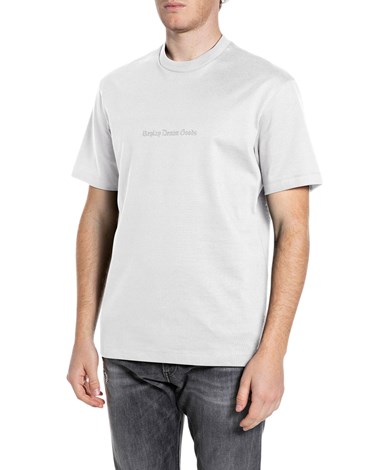 Replay bijela pamučna majica s vezom u gotičkom stilu