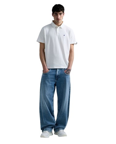 Replay bijela polo majica od rastezljivog pique pamuka