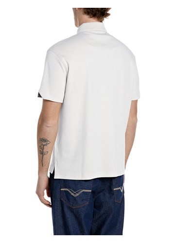 Replay BIJELA POLO MAJICA OD ŽERSEJA S DŽEPIĆEM I IZVEZENIM SLOVOM R - 2