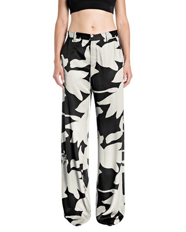 Replay bijela ravne hlače od viskoze s krupnim cvjetnim uzorkom