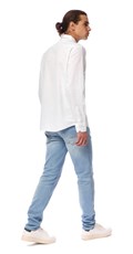 BIJELA SLIM FIT KOŠULJA OD MJEŠAVINE PAMUKA I LANA - 4