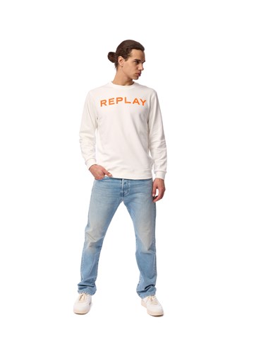 Replay BIJELA SWEATSHIRT S CLASSIC REPLAY PRINTOM U KONTRASTNOJ BOJI - 1