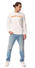 BIJELA SWEATSHIRT S CLASSIC REPLAY PRINTOM U KONTRASTNOJ BOJI - 1