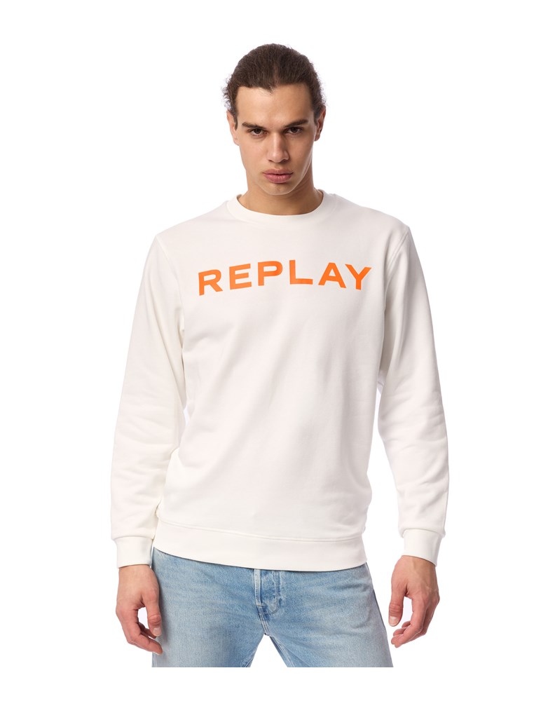 Replay BIJELA SWEATSHIRT S CLASSIC REPLAY PRINTOM U KONTRASTNOJ BOJI - 2