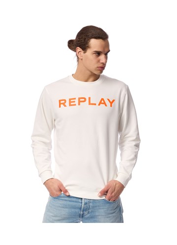 Replay BIJELA SWEATSHIRT S CLASSIC REPLAY PRINTOM U KONTRASTNOJ BOJI - 3