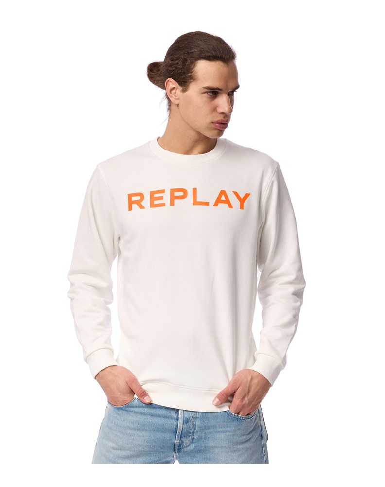 Replay BIJELA SWEATSHIRT S CLASSIC REPLAY PRINTOM U KONTRASTNOJ BOJI - 3