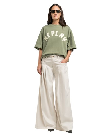 W8173  85365 Replay bijele hlače opuštenog kroja od cavarly tkanine Replay bijele hlače opuštenog kroja od cavarly tkanine