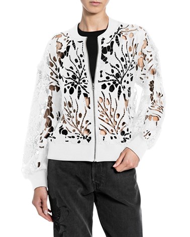 Replay bijeli kardigan s čipkom