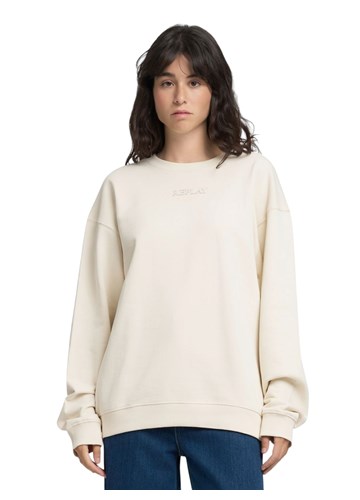 Replay BIJELI OVERSIZE SWEATSHIRT S MINI PRINTOM - 2