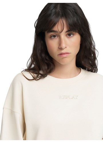 Replay BIJELI OVERSIZE SWEATSHIRT S MINI PRINTOM - 5