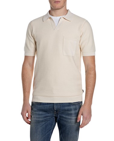 Replay bijeli pamučni pulover kratkih rukava