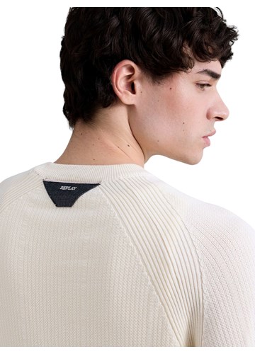 Replay BIJELI REBRASTI PAMUČNI PULOVER - 7