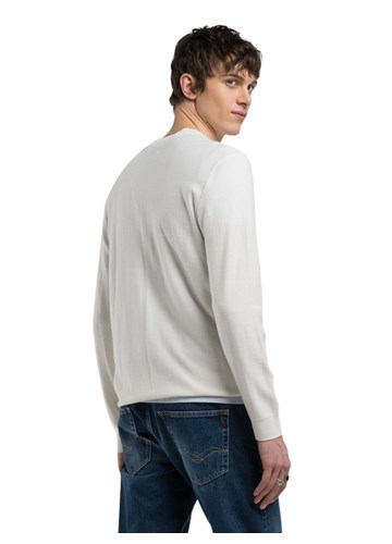 Replay BIJELI REGULAR FIT PULOVER S VEZENIM DETALJIMA - 3