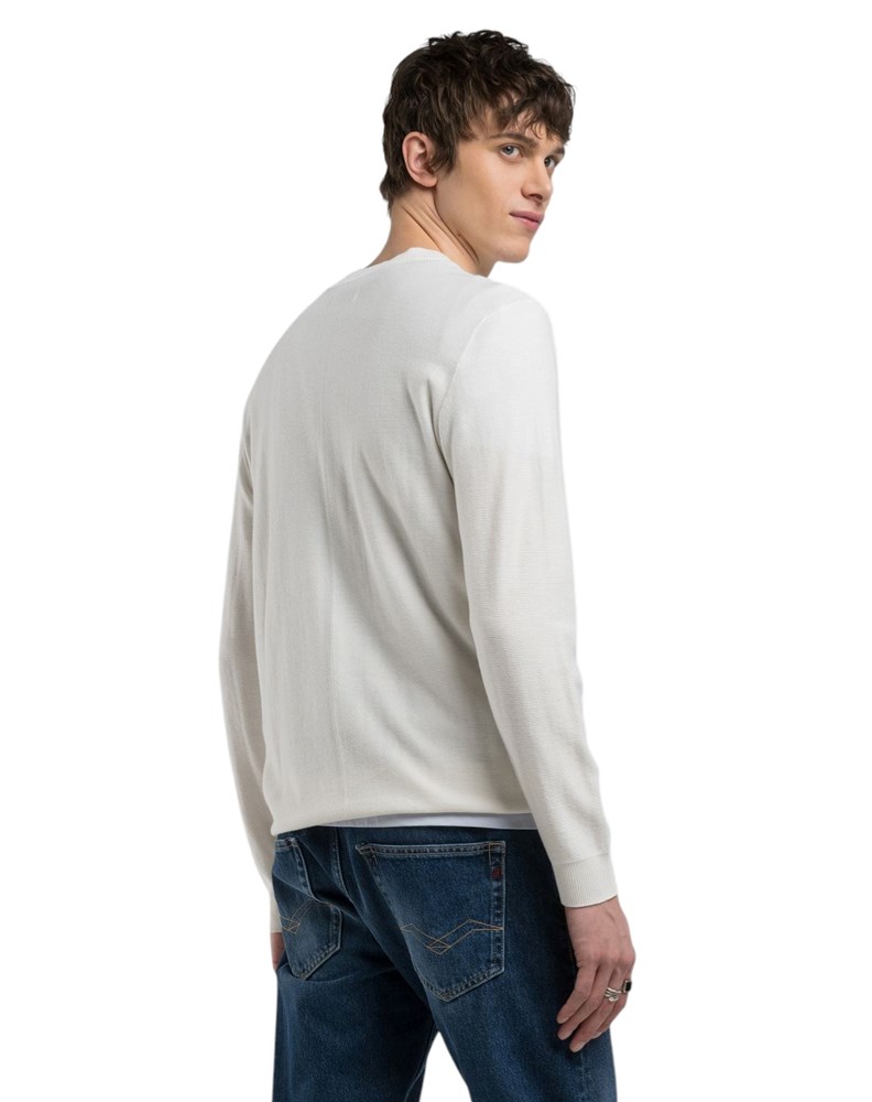 Replay BIJELI REGULAR FIT PULOVER S VEZENIM DETALJIMA - 3