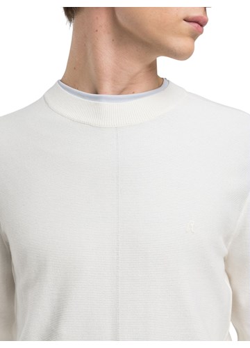 Replay BIJELI REGULAR FIT PULOVER S VEZENIM DETALJIMA - 4