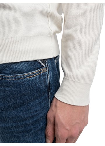 Replay BIJELI REGULAR FIT PULOVER S VEZENIM DETALJIMA - 5