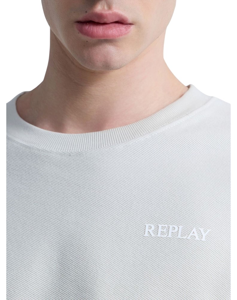 Replay BIJELI SWEATSHIRT OD ŽERSEJA S REPLAY NATPISOM - 5