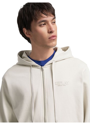 Replay BIJELI SWEATSHIRT S KAPULJAČOM I ZATVARAČEM - 5
