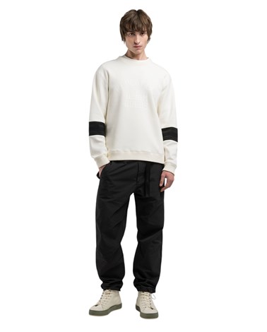 Replay bijeli sweatshirt s printom i detaljima na rukavima