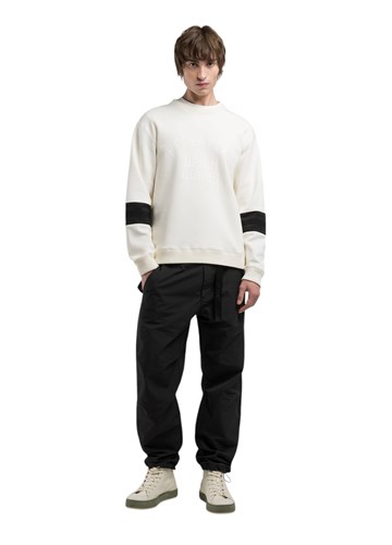 Replay BIJELI SWEATSHIRT S PRINTOM I DETALJIMA NA RUKAVIMA - 1