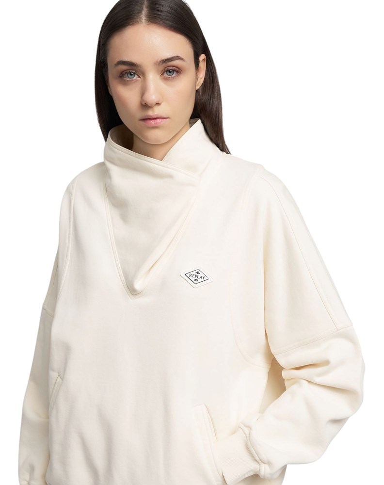 Replay BIJELI SWEATSHIRT S VISOKIM OVRATNIKOM - 5