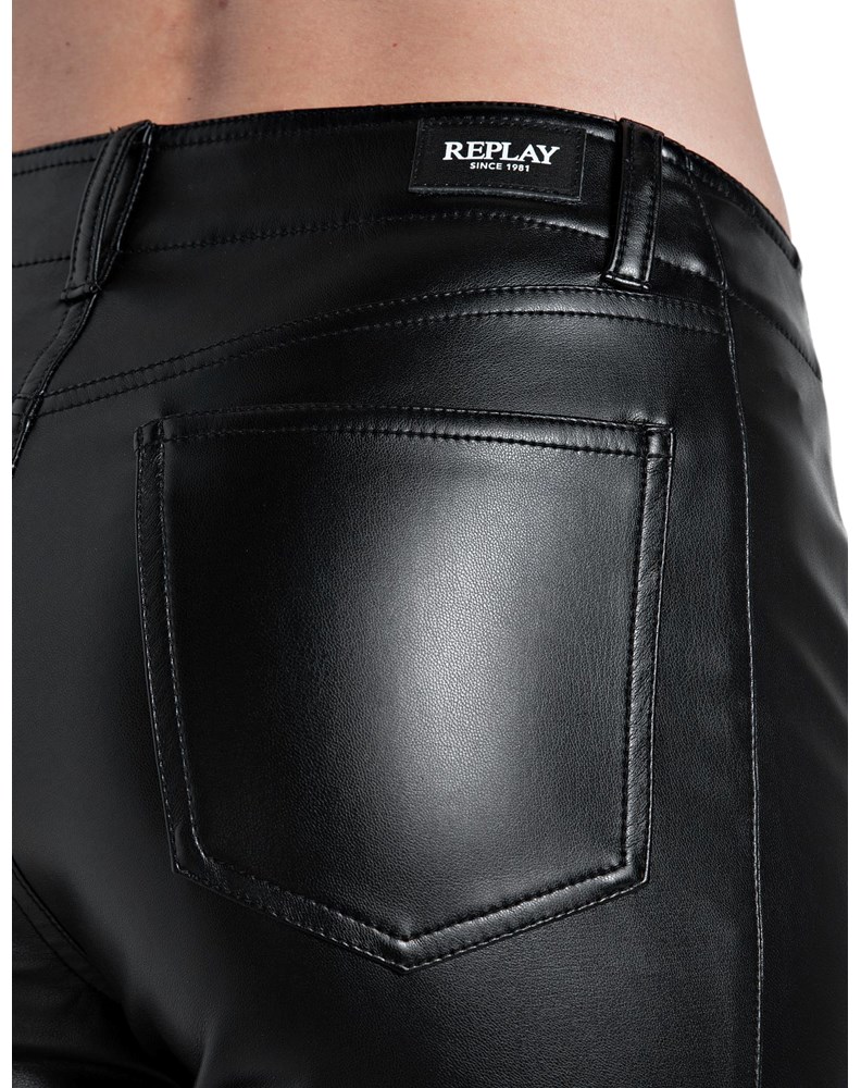 Replay BOOTCUT HLAČE OD UMJETNE KOŽE - 8