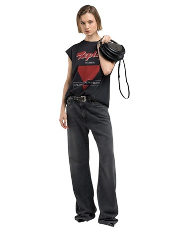 W3409B 20660 Replay boy-fit majica s kontrastnim printom Replay boy-fit majica s kontrastnim printom