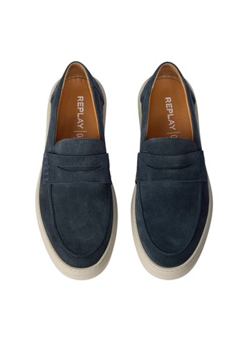 Replay BRICE TONAL TAMNOPLAVE MOKASINE OD BRUŠENE KOŽE - 4