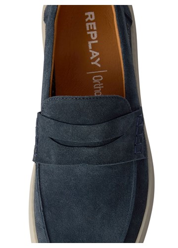 Replay BRICE TONAL TAMNOPLAVE MOKASINE OD BRUŠENE KOŽE - 5