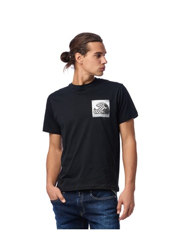 Replay CRNA MAJICA S MINI PRINTOM U BIKER STILU - 3