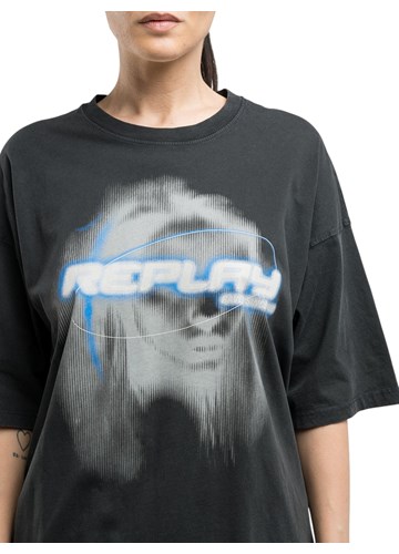 Replay CRNA OVERSIZE MAJICA S FUTURISTIČKIM PRINTOM - 5