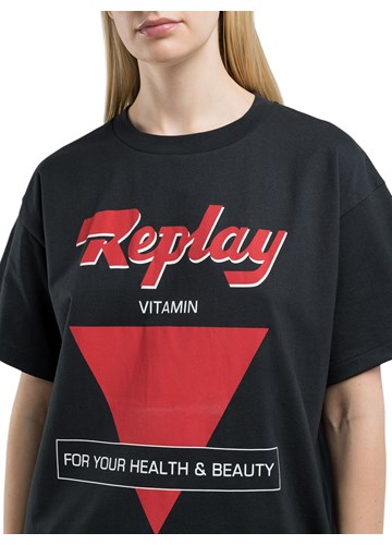 Replay CRNA BOY-FIT MAJICA S PRINTOM - 3