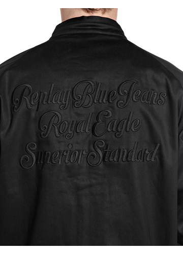 Replay CRNA BOMBER JAKNA OD PAMUKA S BOGATIM VEZOM NA LEĐIMA - 5