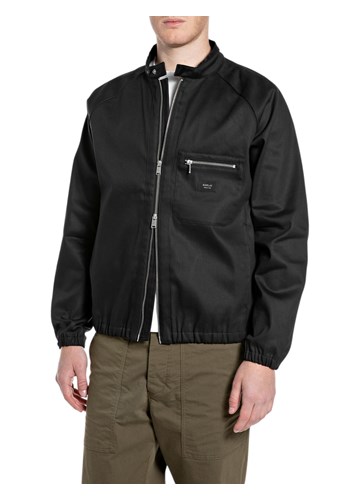 Replay CRNA BOMBER JAKNA OD PAMUKA S BOGATIM VEZOM NA LEĐIMA - 1