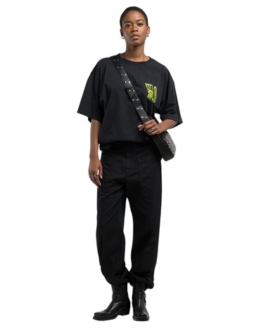 Replay crna boyfit majica s kontrastnim natpisom