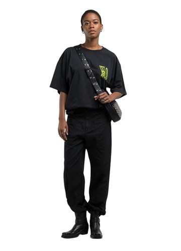 Replay CRNA BOYFIT MAJICA S KONTRASTNIM NATPISOM - 1