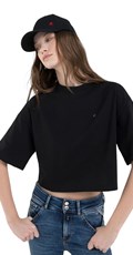 CRNA CROPPED MAJICA S METALNIM LOGOM - 2