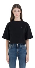 CRNA CROPPED MAJICA S METALNIM LOGOM - 3