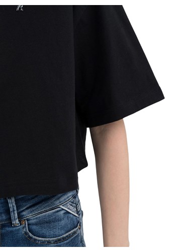 Replay CRNA CROPPED MAJICA S METALNIM LOGOM - 5